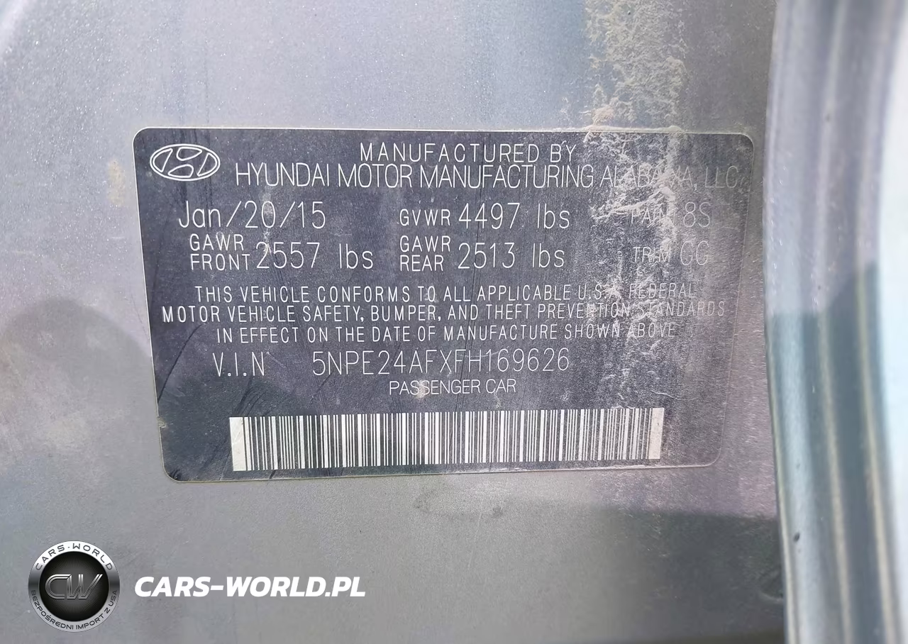 2015 Hyundai Sonata Se VIN:5NPE24AFXFH169626 - 9