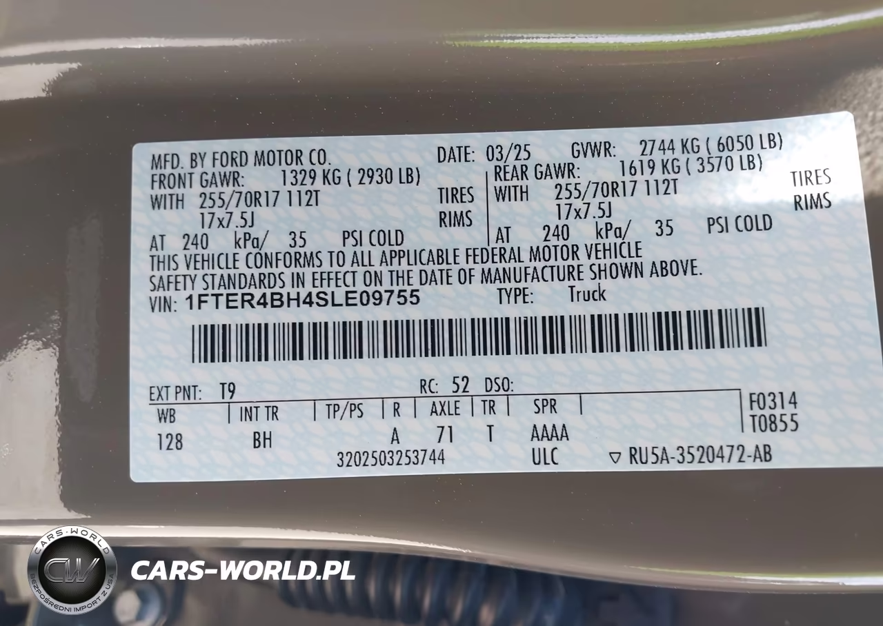 2025 Ford Ranger Xl VIN:1FTER4BH4SLE09755 - 9