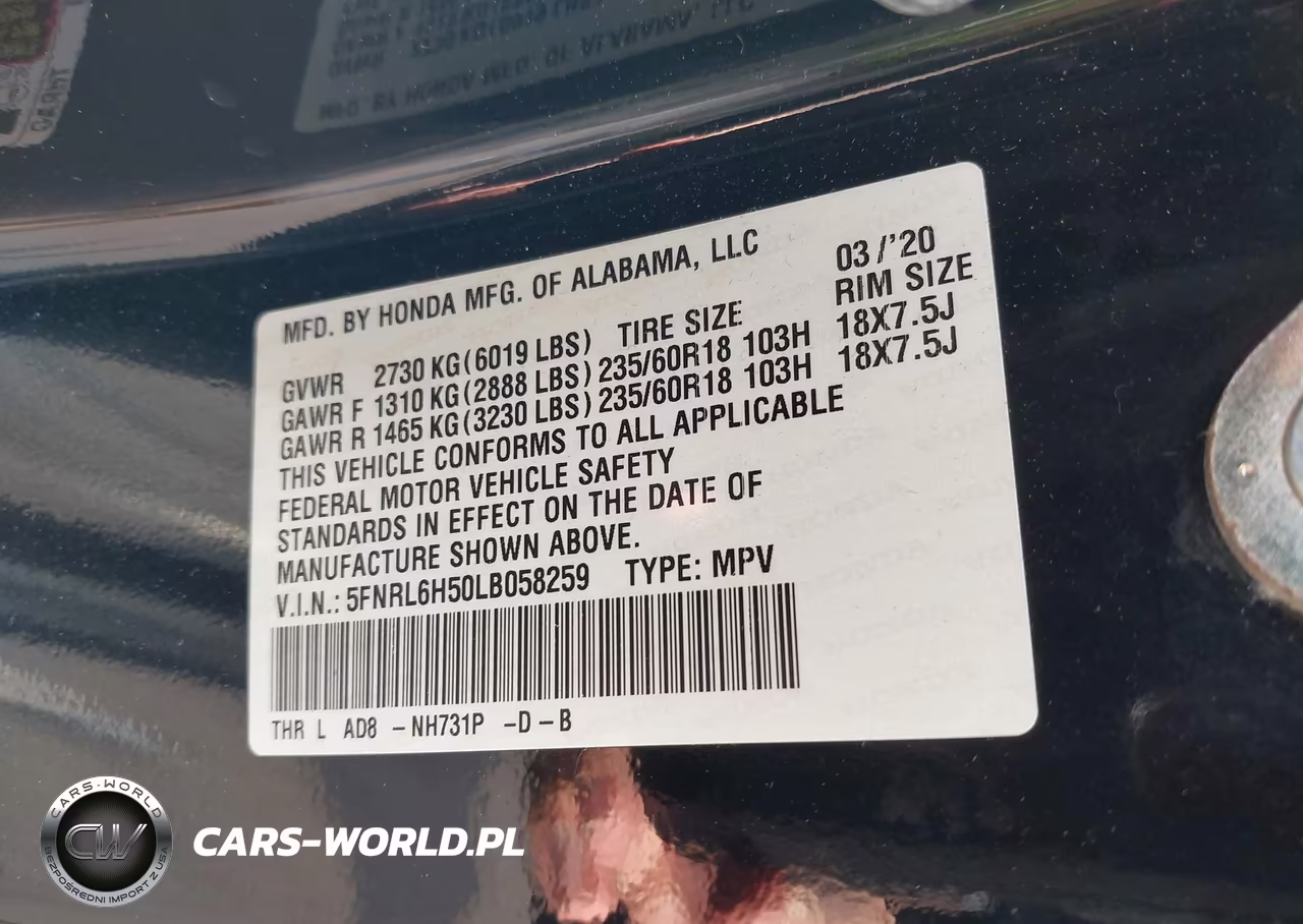 2020 Honda Odyssey Ex VIN:5FNRL6H50LB058259 - 9