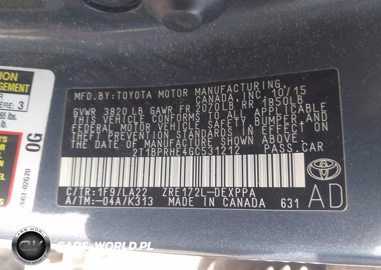 2016 Toyota Corolla Le Eco Premium VIN:2T1BPRHE4GC531212 - 9