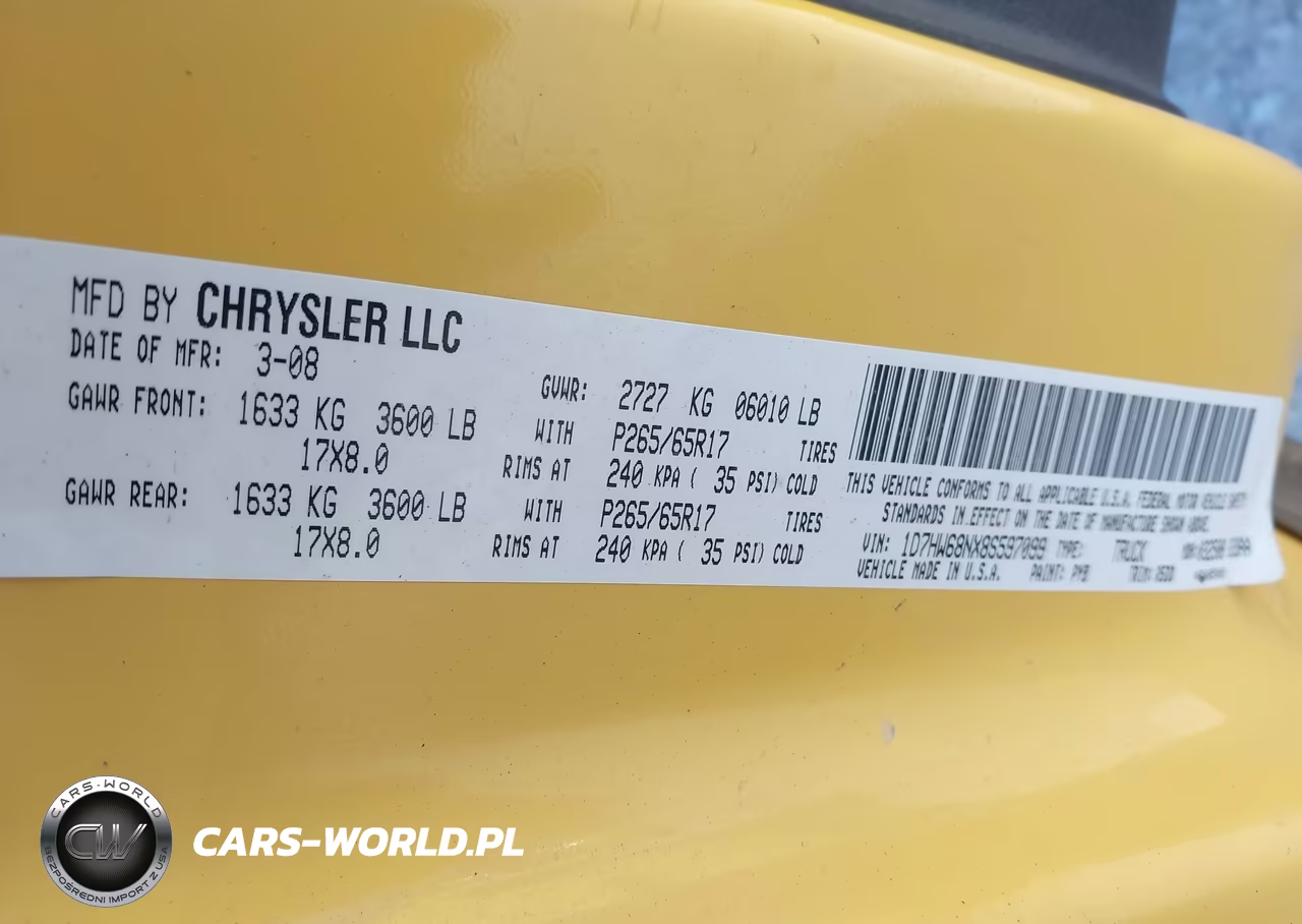 2008 Dodge Dakota Sport VIN:1D7HW68NX8S597099 - 9