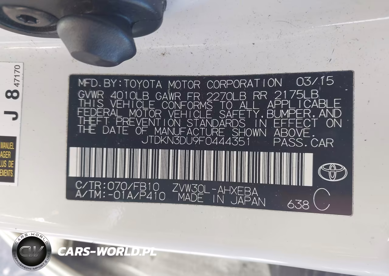 2015 Toyota Prius Two VIN:JTDKN3DU9F0444351 - 9