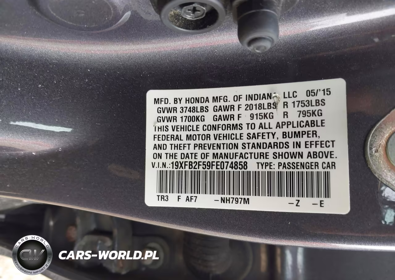 2015 Honda Civic Lx VIN:19XFB2F59FE074858 - 9