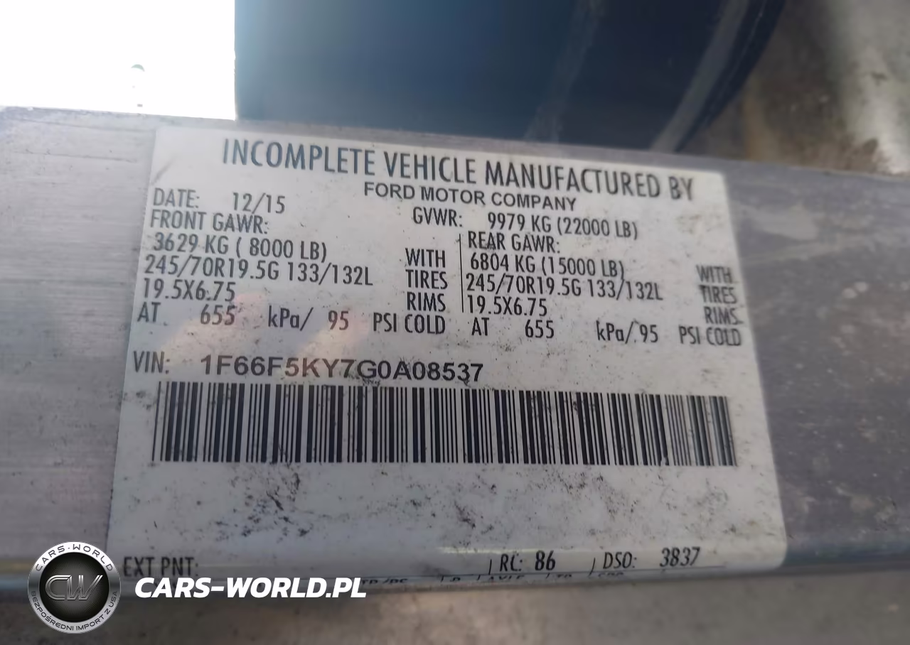 2016 Ford F-59 Commercial Stripped VIN:1F66F5KY7G0A08537 - 8