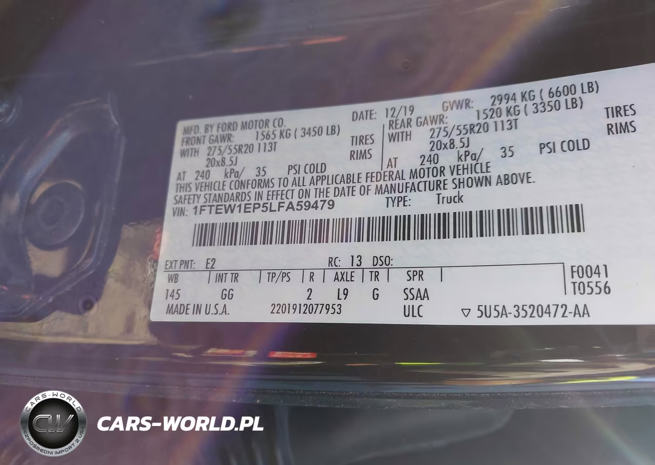 2020 Ford F-150 Xl VIN:1FTEW1EP5LFA59479 - 9