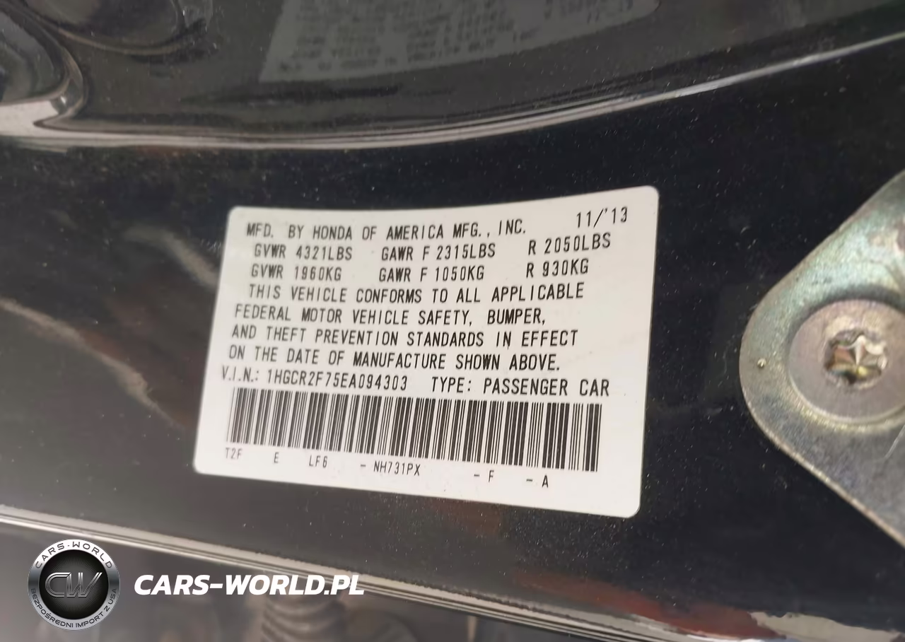 2014 Honda Accord Ex VIN:1HGCR2F75EA094303 - 9