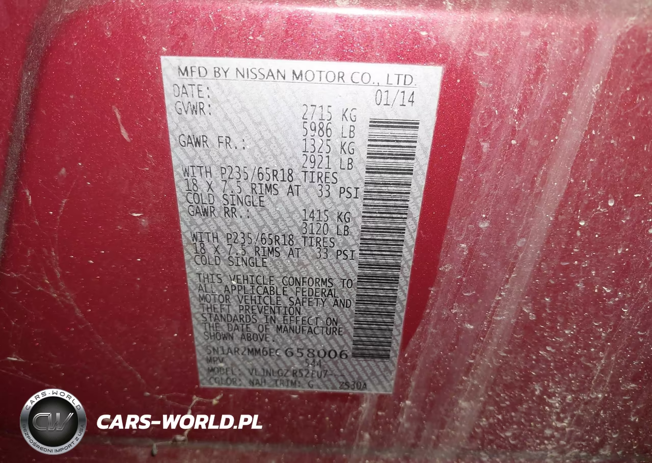2014 Nissan Pathfinder Sl VIN:5N1AR2MM6EC658006 - 9