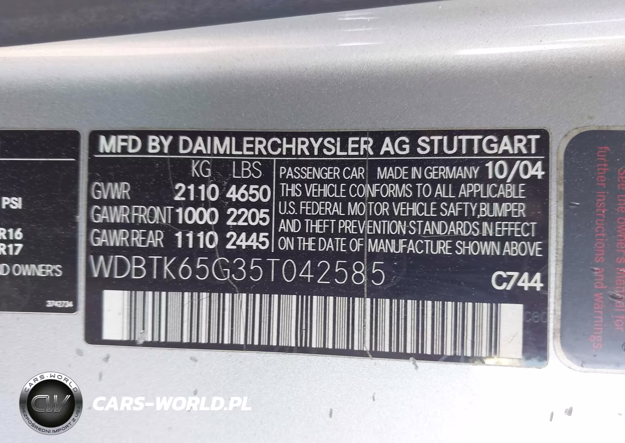 2005 Mercedes-Benz Clk 320 VIN:WDBTK65G35T042585 - 9
