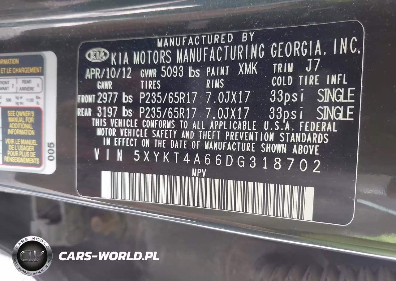 2013 Kia Sorento Lx VIN:5XYKT4A66DG318702 - 9