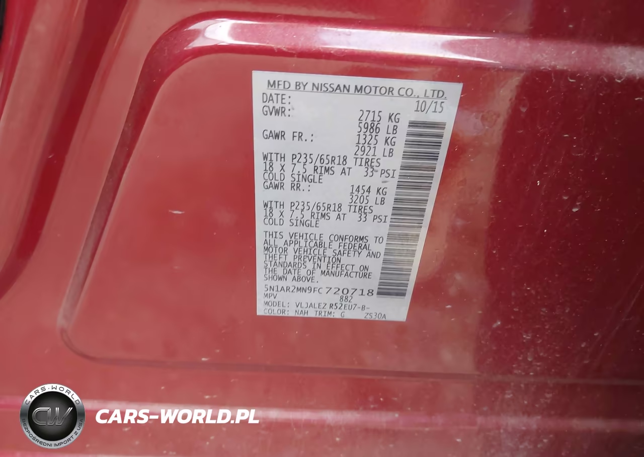 2015 Nissan Pathfinder Sv VIN:5N1AR2MN9FC720718 - 9