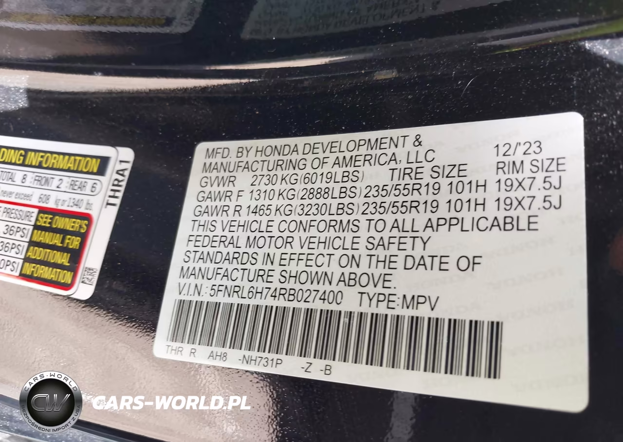 2024 Honda Odyssey Sport VIN:5FNRL6H74RB027400 - 9