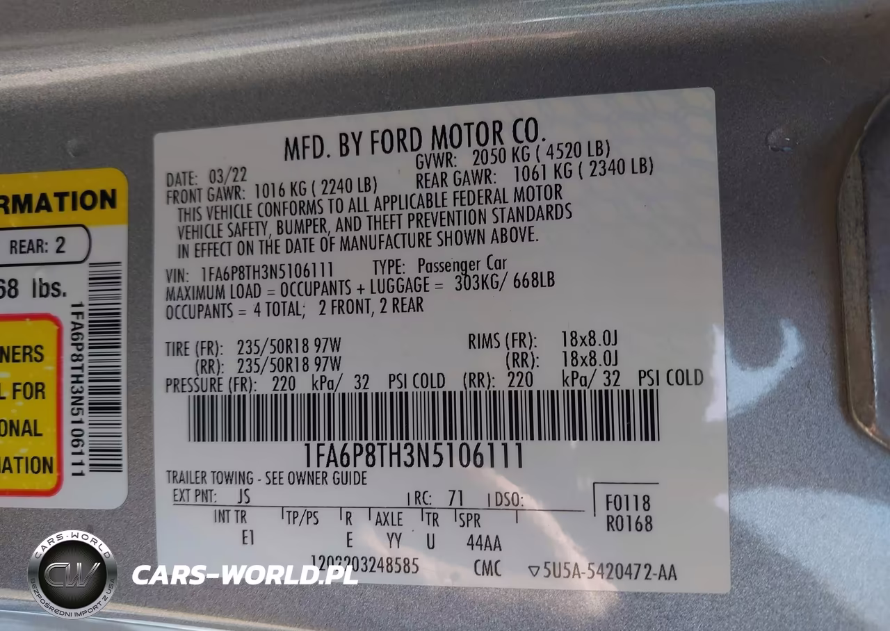 2022 Ford Mustang Ecoboost Premium Fastback VIN:1FA6P8TH3N5106111 - 9
