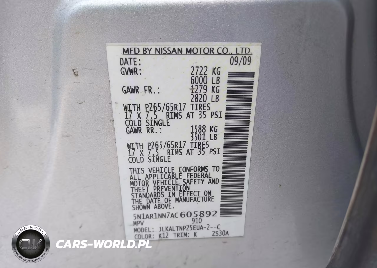 2010 Nissan Pathfinder Se VIN:5N1AR1NN7AC605892 - 9