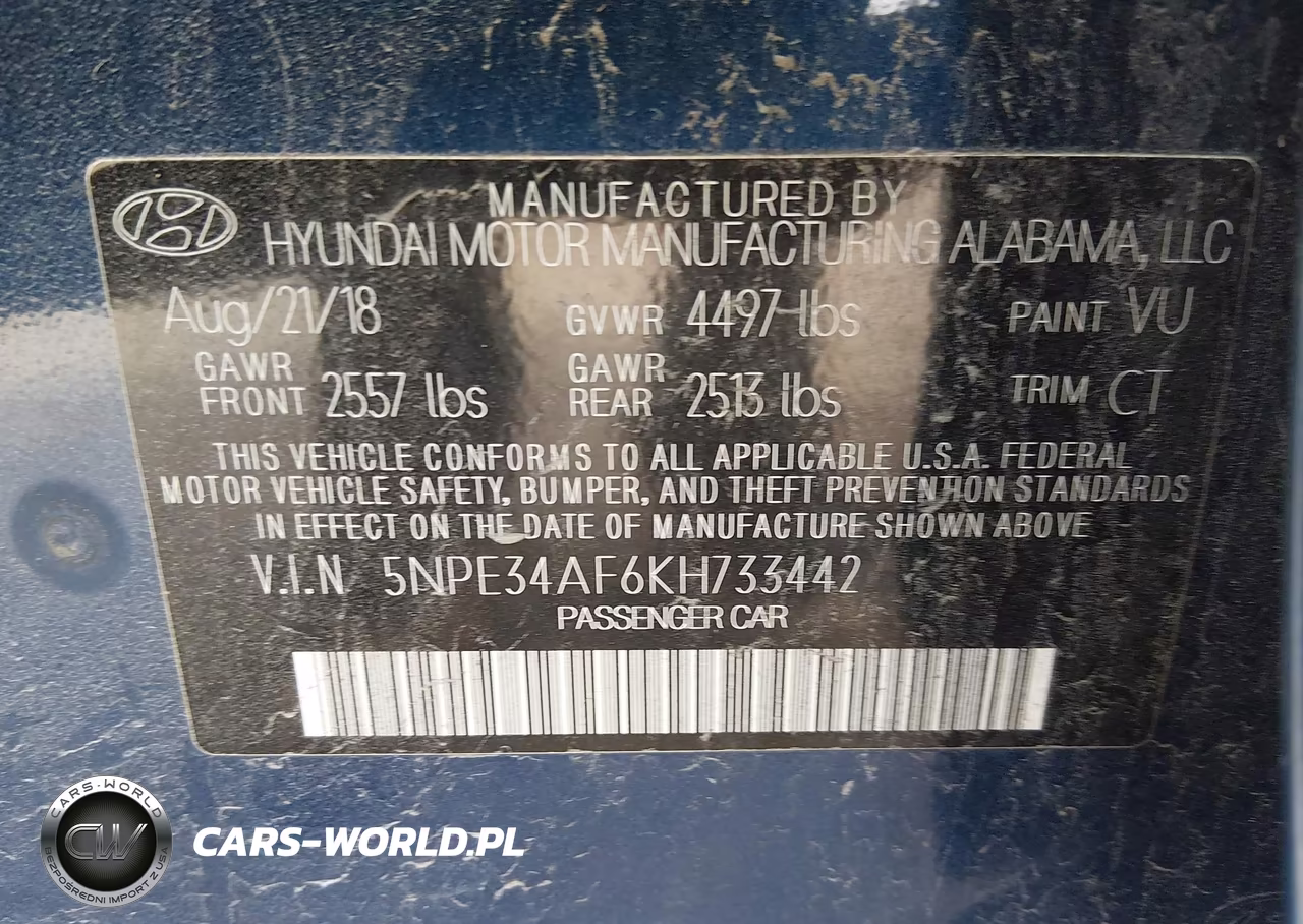 2019 Hyundai Sonata Sport VIN:5NPE34AF6KH733442 - 9