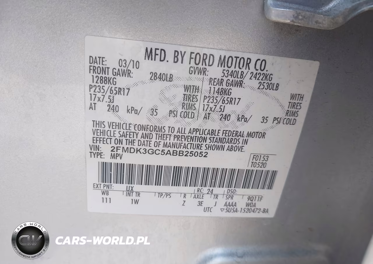 2010 Ford Edge Se VIN:2FMDK3GC5ABB25052 - 9