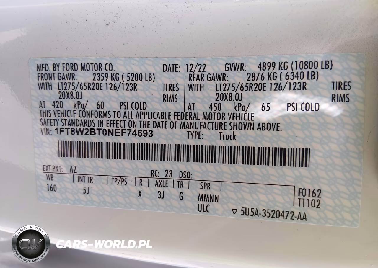 2022 Ford F-250 Lariat VIN:1FT8W2BT0NEF74693 - 8