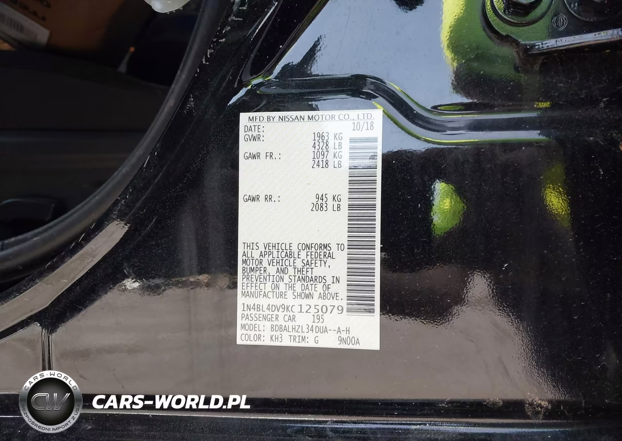 2019 Nissan Altima 2.5 Sv VIN:1N4BL4DV9KC125079 - 9