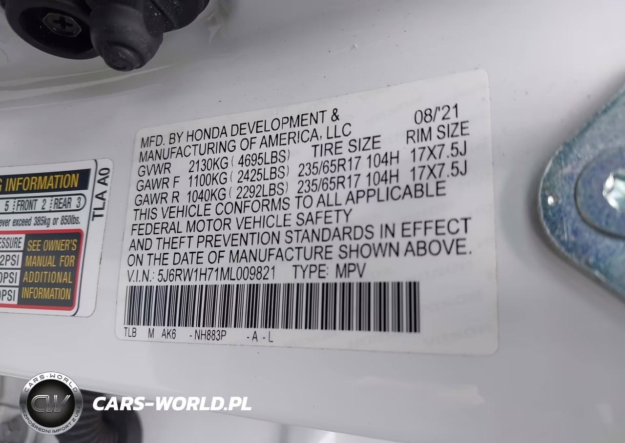 2021 Honda Cr-V 2Wd Special Edition VIN:5J6RW1H71ML009821 - 9