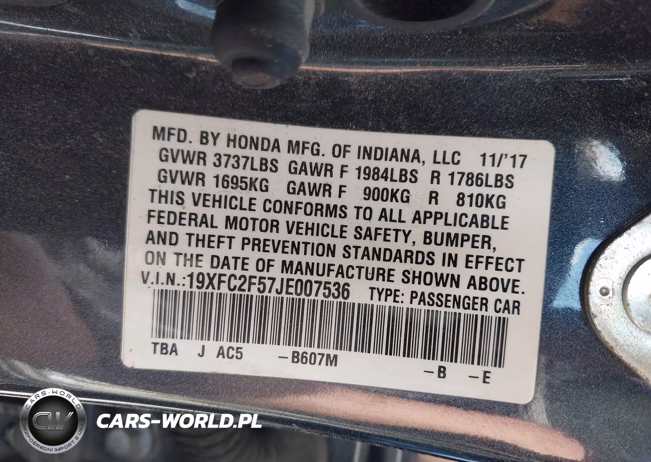 2018 Honda Civic Lx VIN:19XFC2F57JE007536 - 9