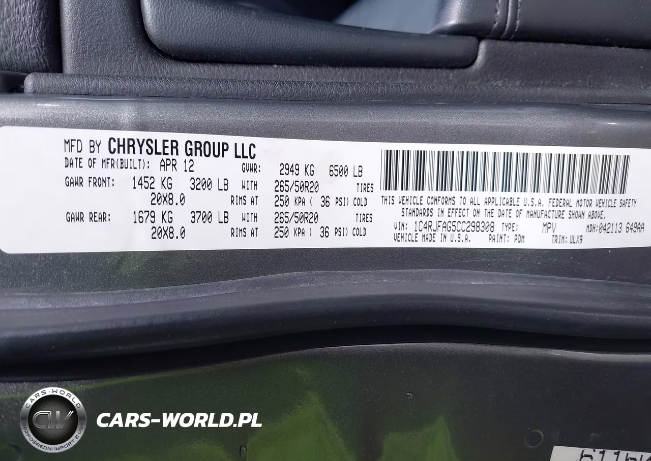 2012 Jeep Grand Cherokee Laredo VIN:1C4RJFAG5CC298308 - 9