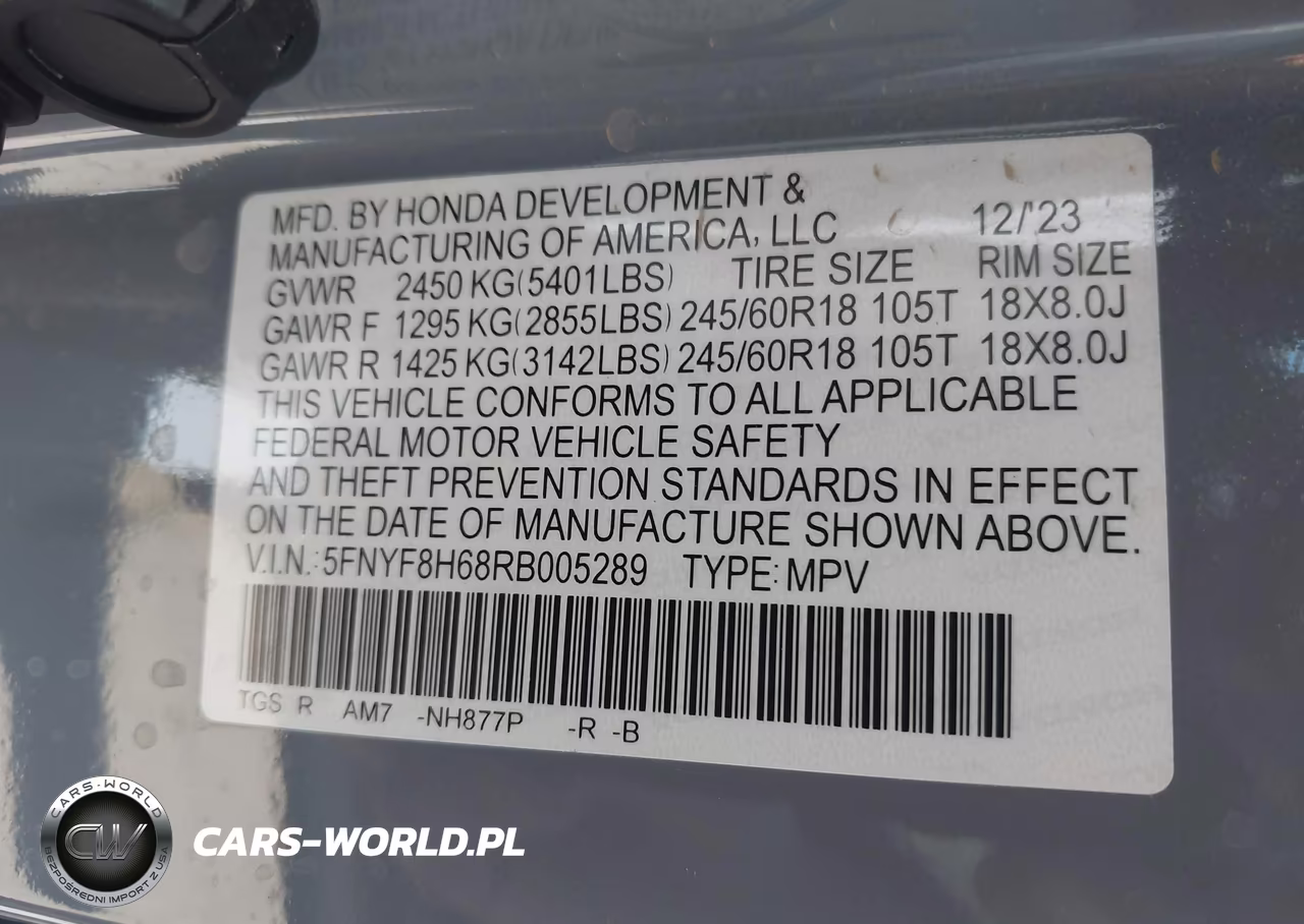 2024 Honda Passport Awd Trailsport VIN:5FNYF8H68RB005289 - 9