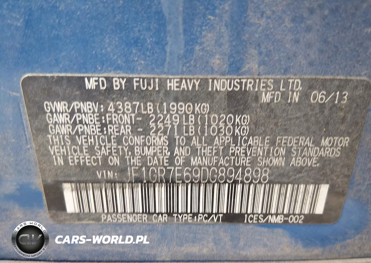 2013 Subaru Impreza Wrx Limited VIN:JF1GR7E69DG894898 - 9