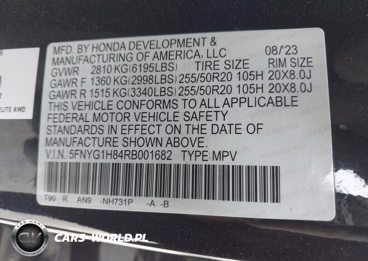 2024 Honda Pilot Elite VIN:5FNYG1H84RB001682 - 9