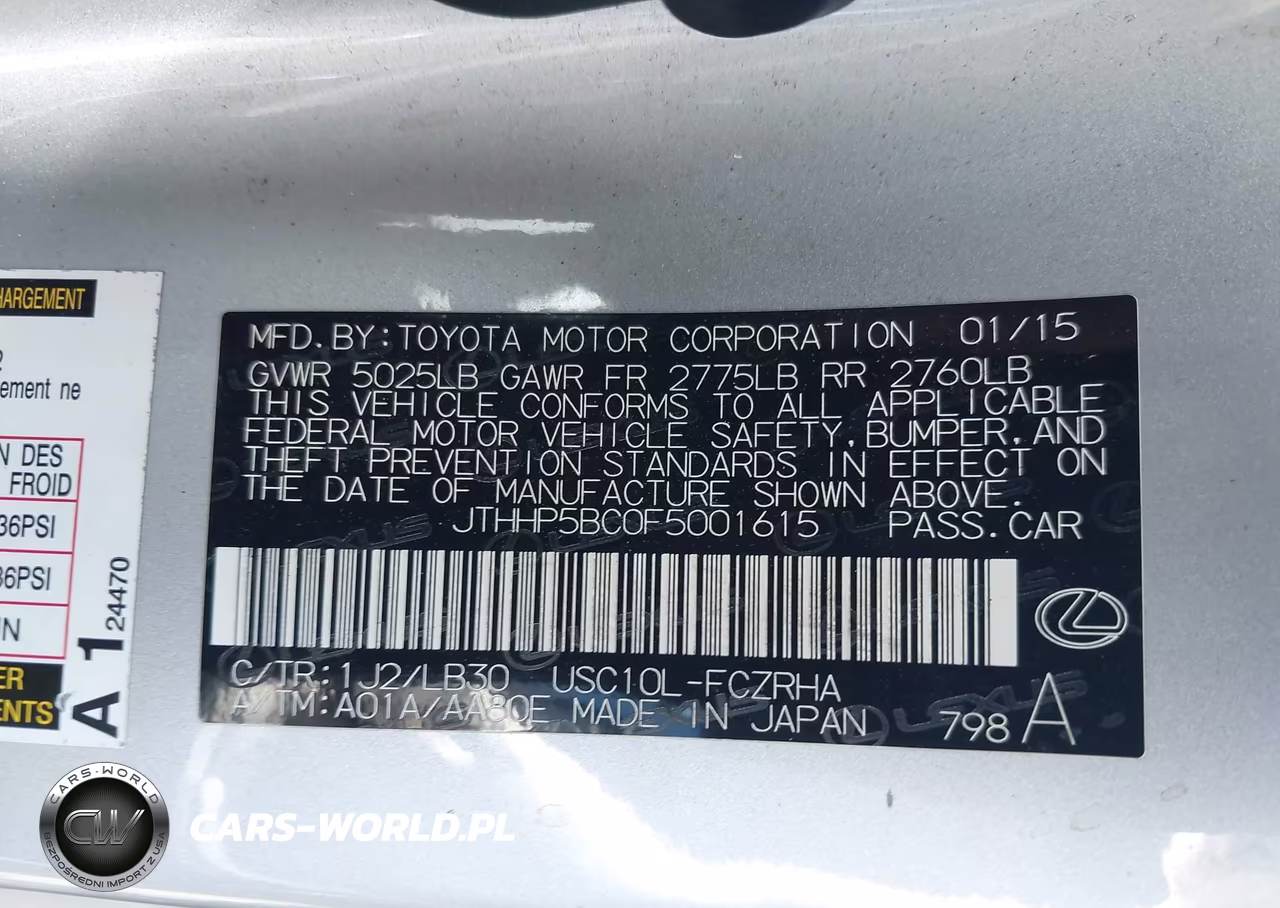 2015 Lexus Rc F VIN:JTHHP5BC0F5001615 - 9