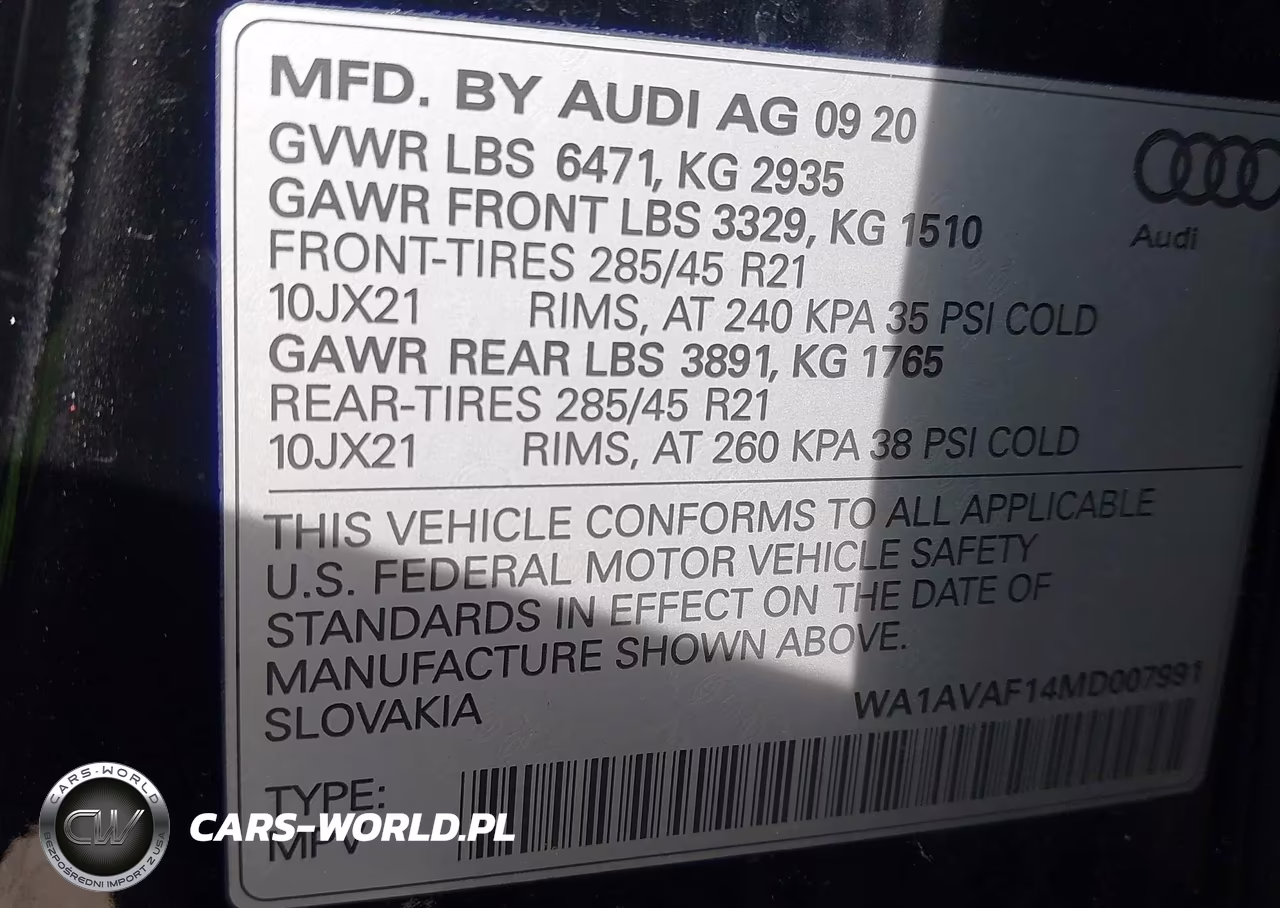 2021 Audi Q8 Premium 55 Tfsi Quattro Tiptronic VIN:WA1AVAF14MD007991 - 9