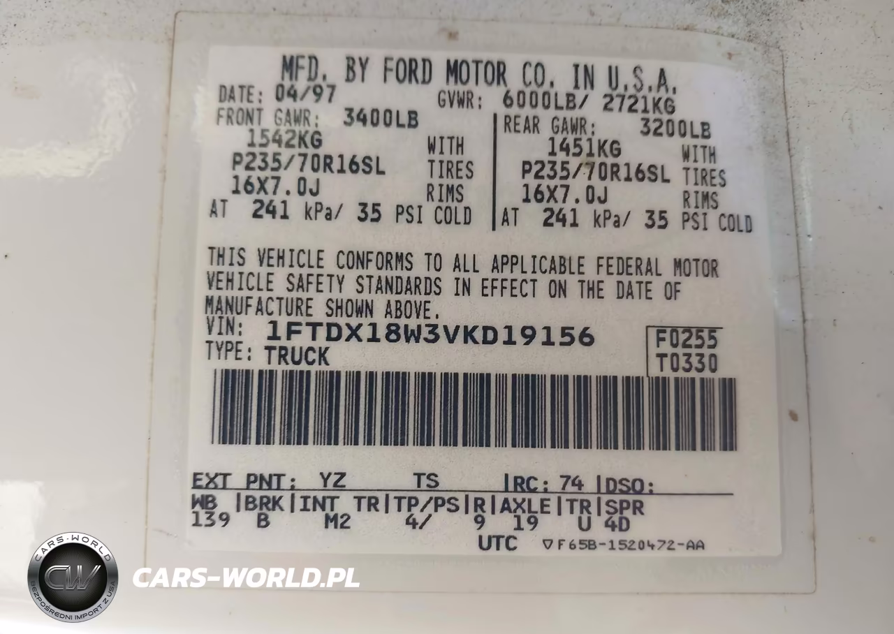 1997 Ford F-150 Lariat-Xl-Xlt VIN:1FTDX18W3VKD19156 - 9