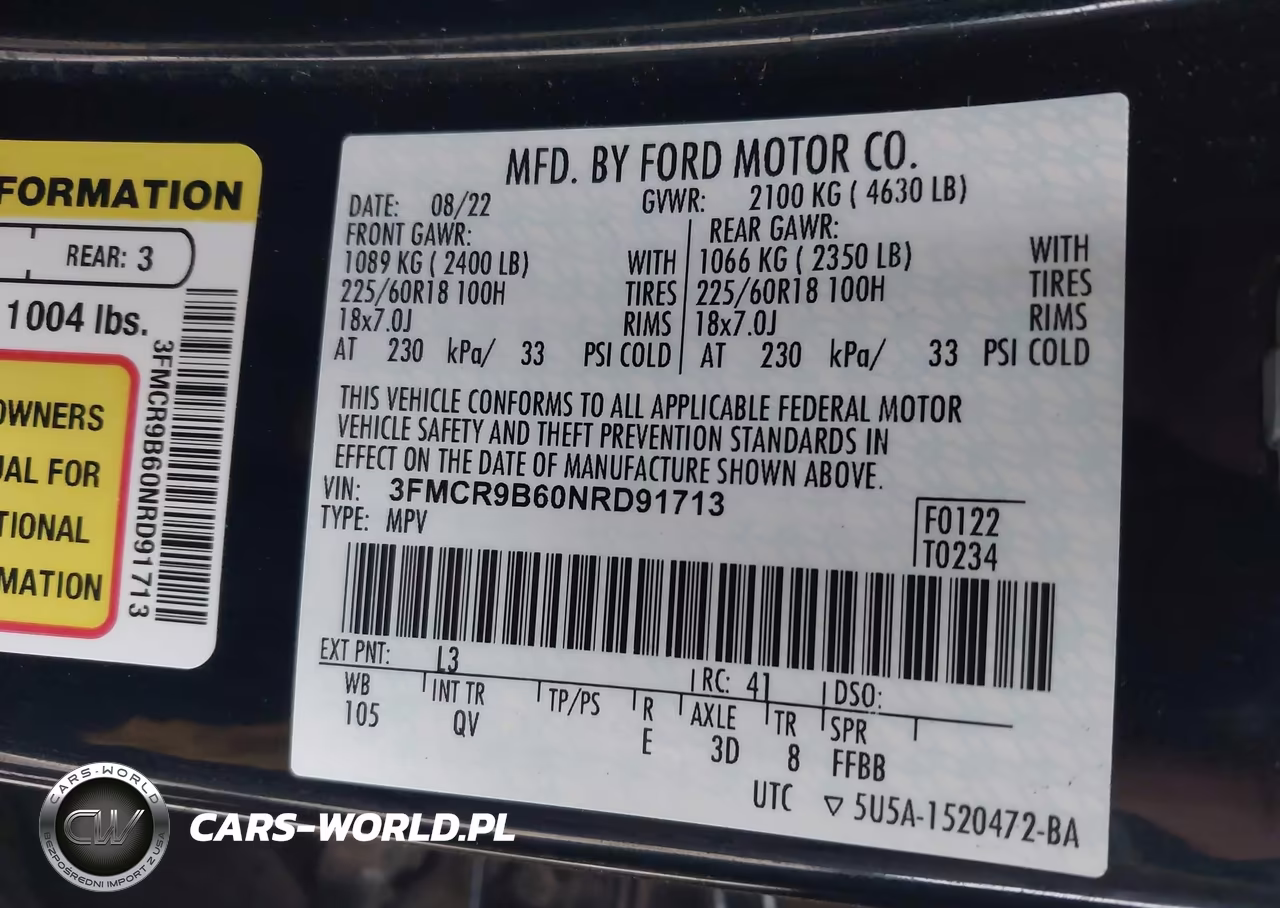 2022 Ford Bronco Sport Big Bend VIN:3FMCR9B60NRD91713 - 9