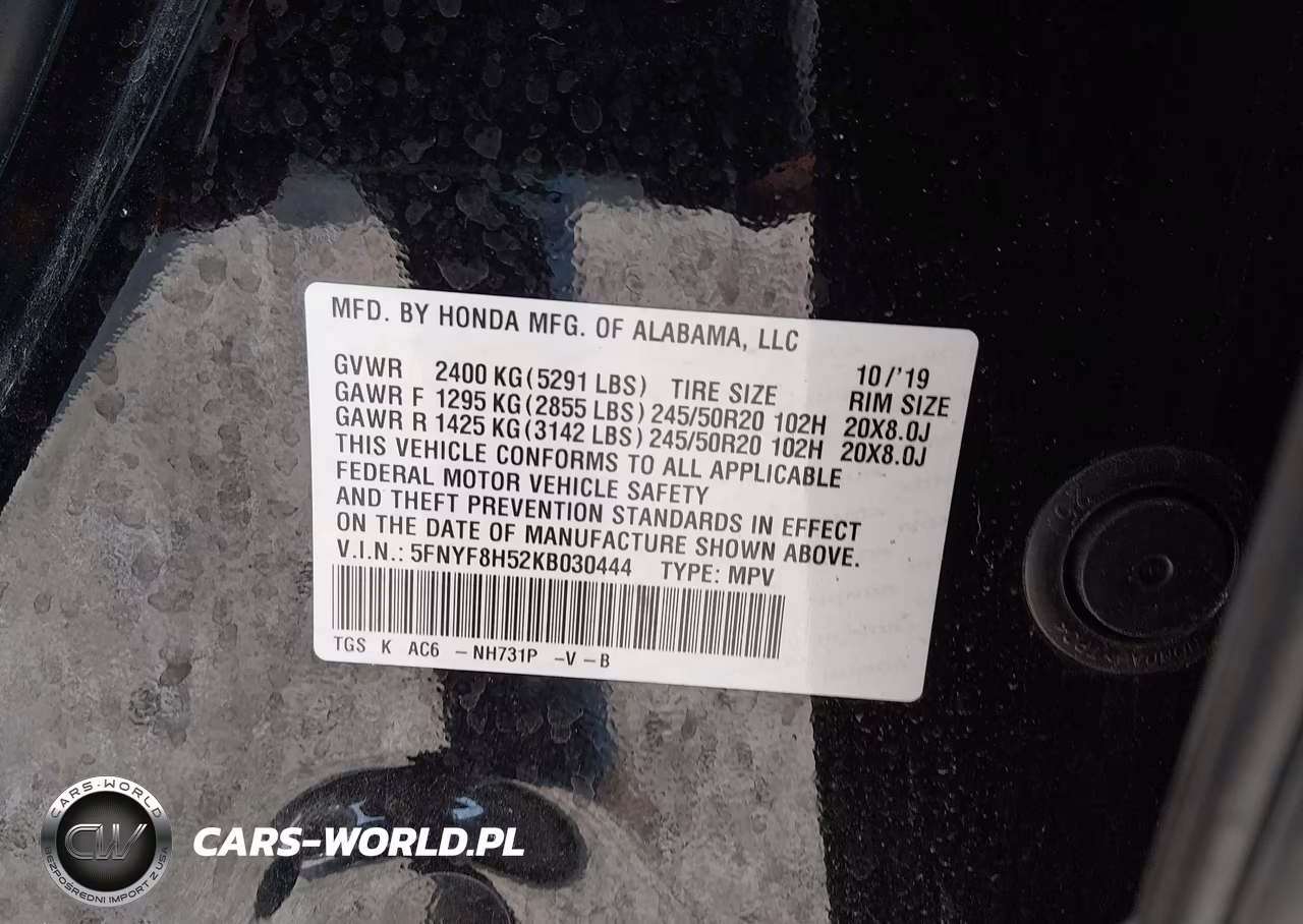 2019 Honda Passport Ex-L VIN:5FNYF8H52KB030444 - 9