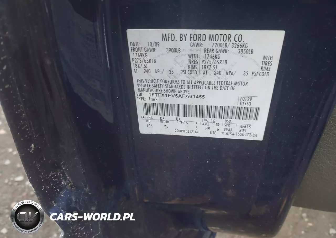 2010 Ford F-150 Fx4-Lariat-Xl-Xlt VIN:1FTFX1EV5AFA61455 - 9