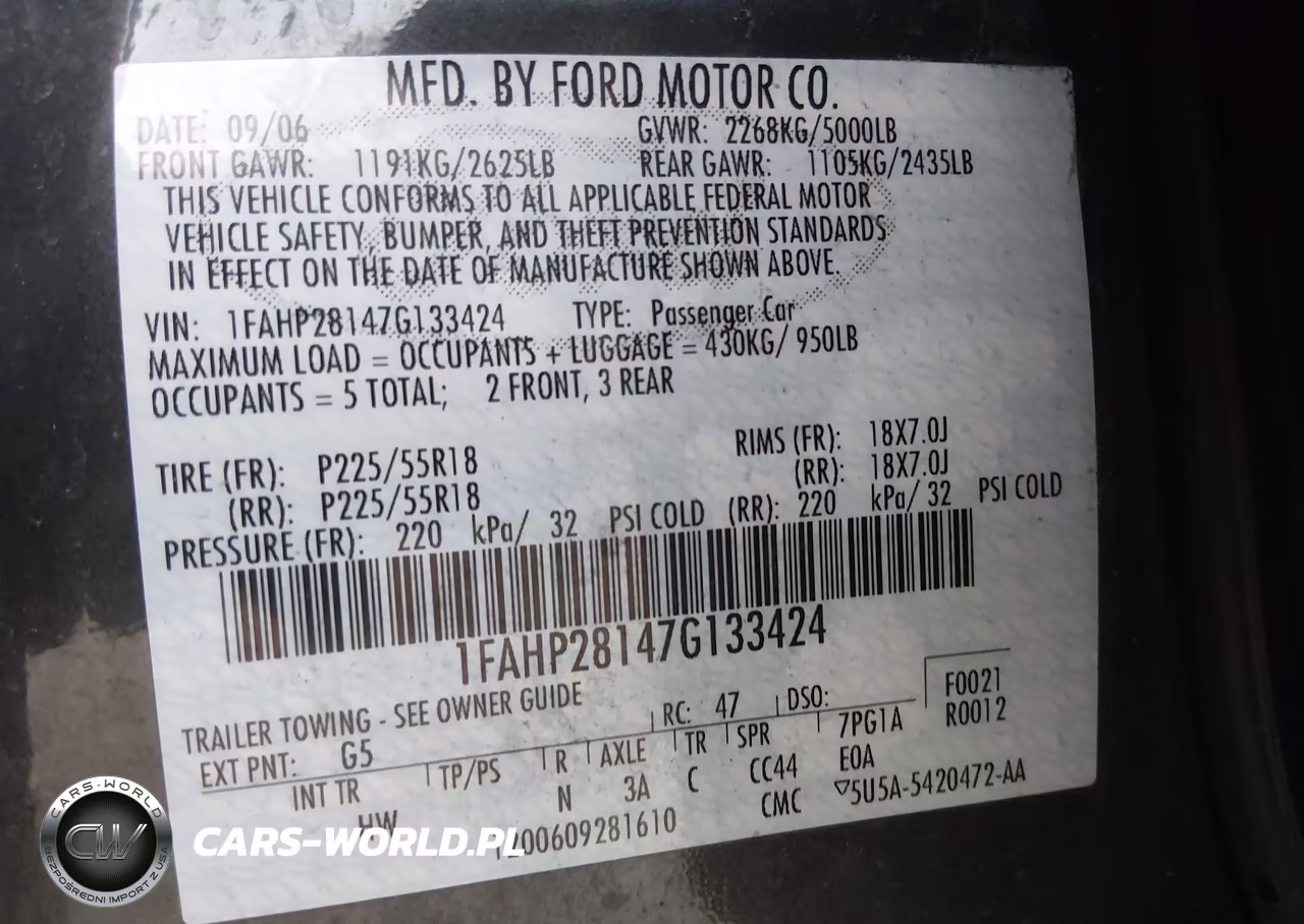 2007 Ford Five Hundred Limited VIN:1FAHP28147G133424 - 9