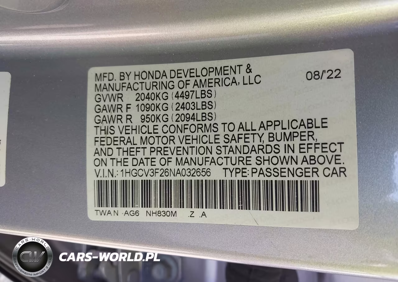 2022 Honda Accord Hybrid Sport VIN:1HGCV3F26NA032656 - 9