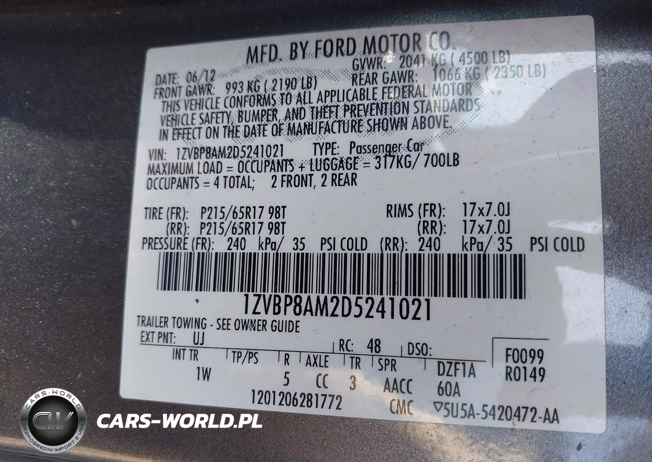 2013 Ford Mustang V6 VIN:1ZVBP8AM2D5241021 - 9