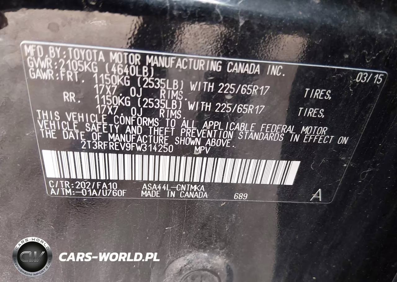 2015 Toyota Rav4 Xle VIN:2T3RFREV9FW314250 - 9