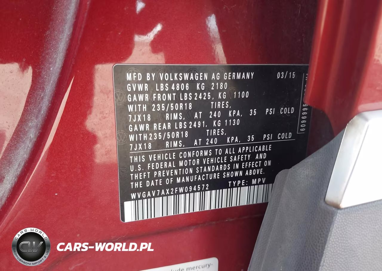 2015 Volkswagen Tiguan Sel VIN:WVGAV7AX2FW094572 - 9
