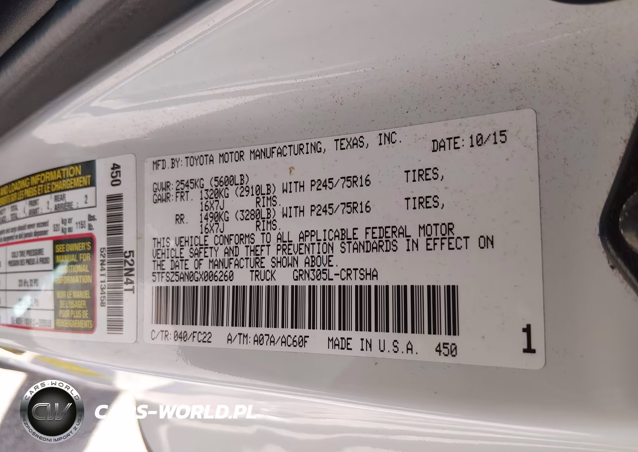 2016 Toyota Tacoma Sr5 V6 VIN:5TFSZ5AN0GX006260 - 9