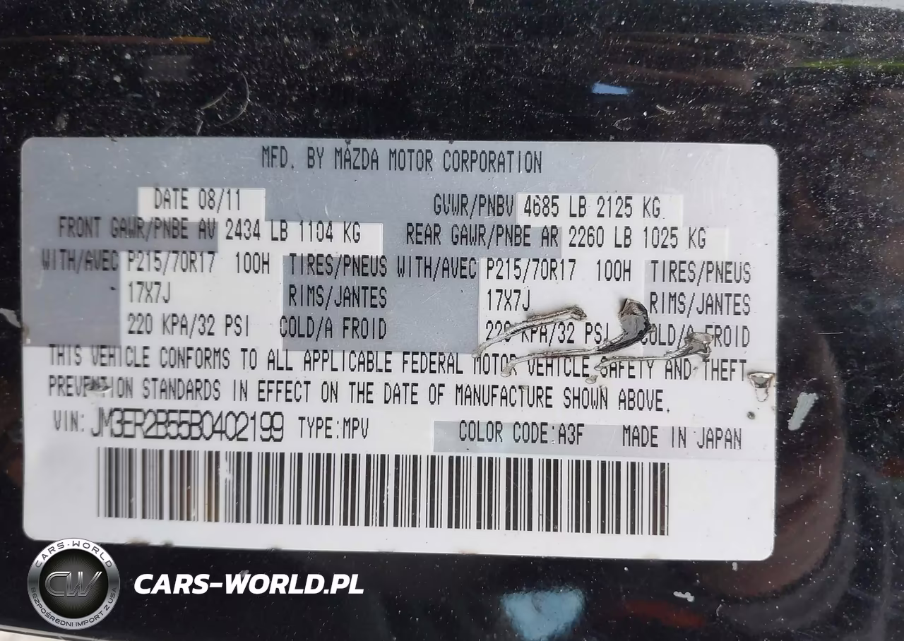2011 Mazda Cx-7 I Sport VIN:JM3ER2B55B0402199 - 9