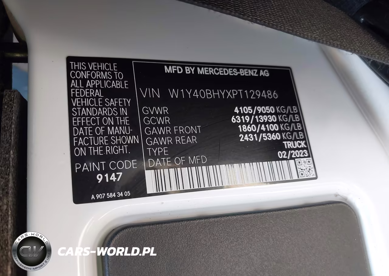 2023 Mercedes-Benz Sprinter 2500 Standard Roof 4-Cyl Gas VIN:W1Y40BHYXPT129486 - 9