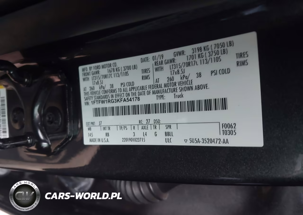 2019 Ford F-150 Raptor VIN:1FTFW1RG3KFA54178 - 9