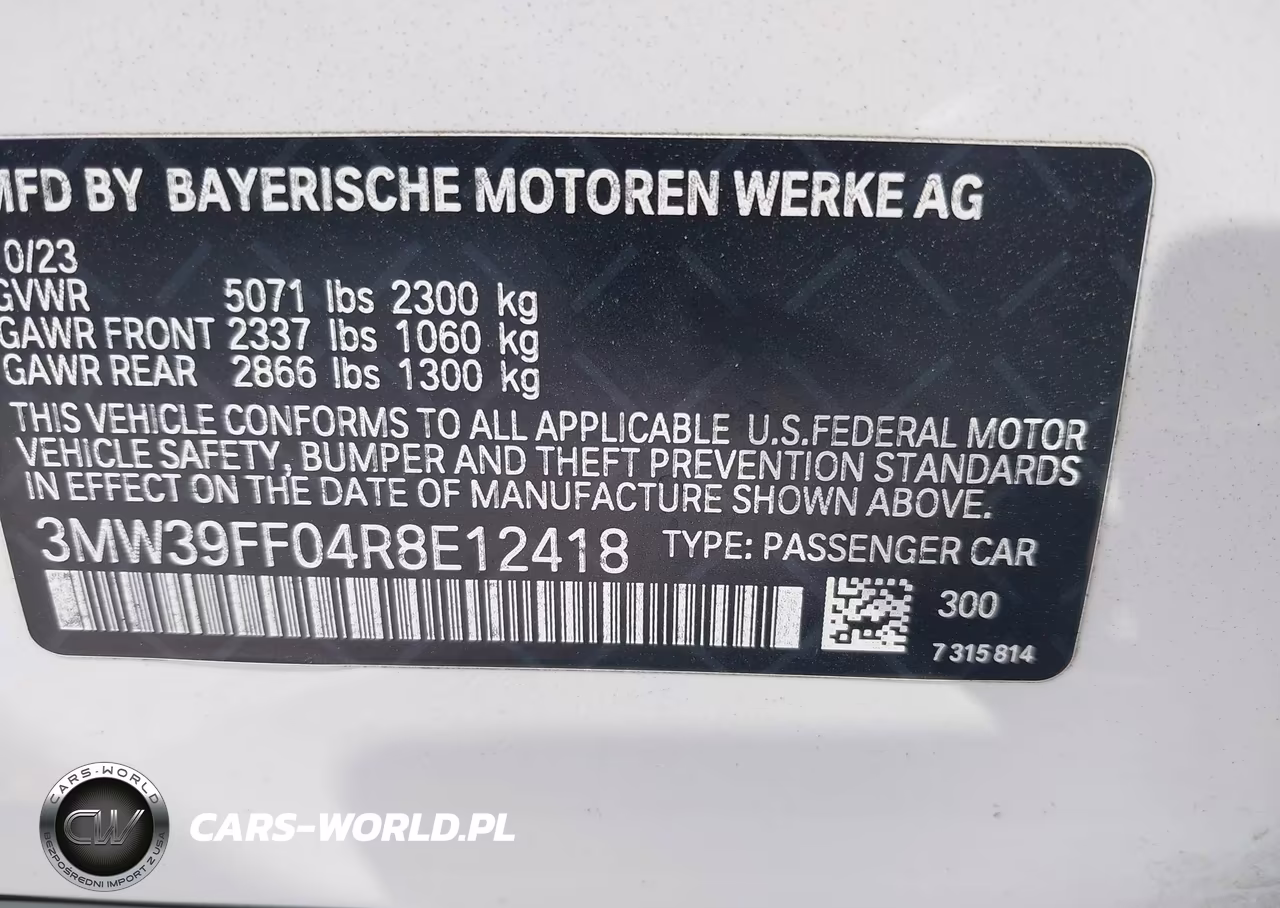 2024 BMW 330E VIN:3MW39FF04R8E12418 - 9