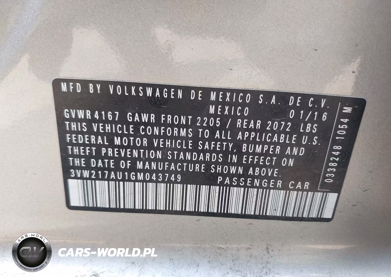 2016 Volkswagen Golf Tsi S 4-Door VIN:3VW217AU1GM043749 - 9