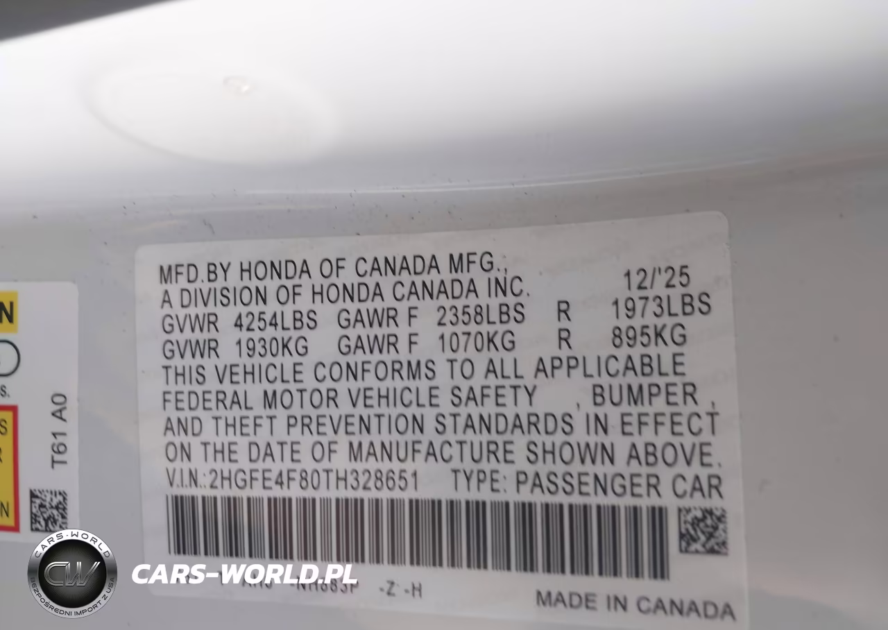 2026 Honda Civic Hybrid Sport-Sport Touring VIN:2HGFE4F80TH328651 - 9
