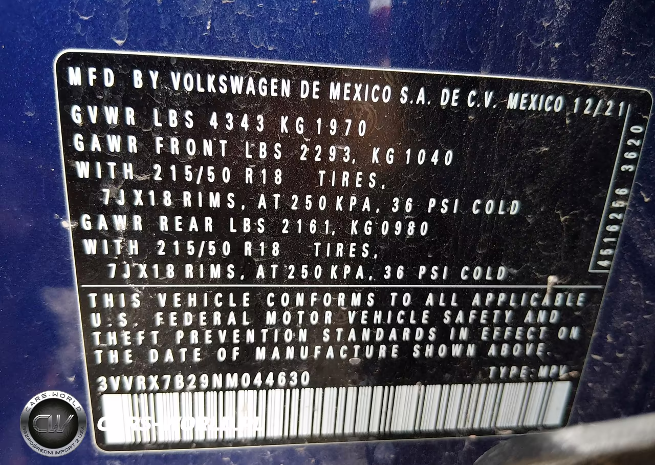 2022 Volkswagen Taos 1.5T Se VIN:3VVRX7B29NM044630 - 9