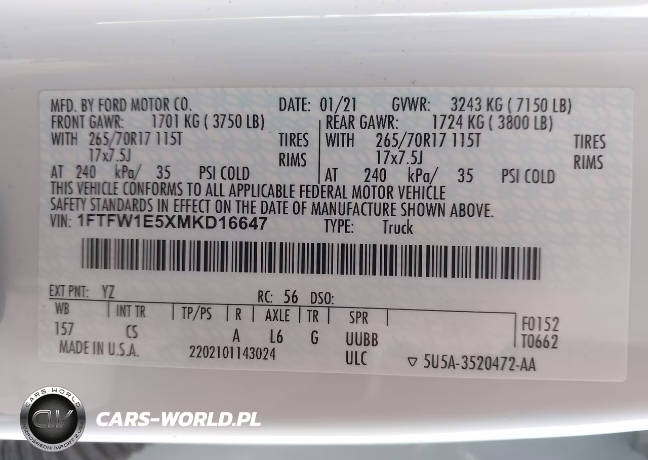 2021 Ford F-150 Xl VIN:1FTFW1E5XMKD16647 - 9