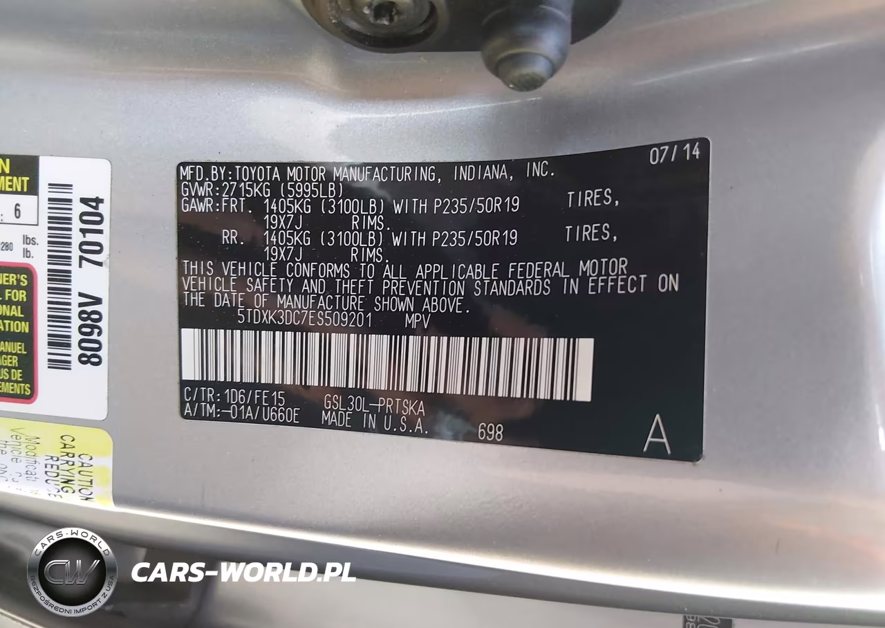 2014 Toyota Sienna Se 8 Passenger VIN:5TDXK3DC7ES509201 - 9