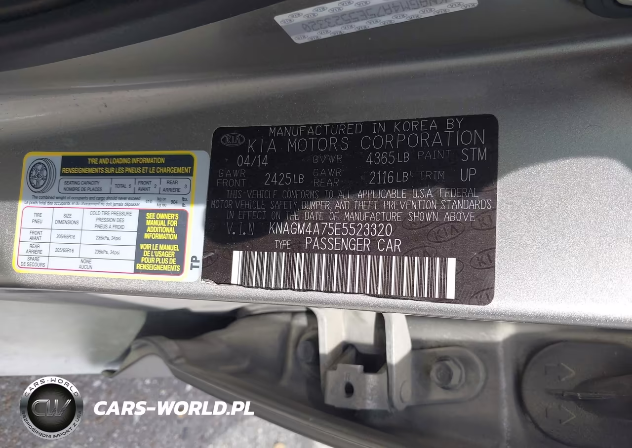 2014 Kia Optima Lx VIN:KNAGM4A75E5523320 - 9