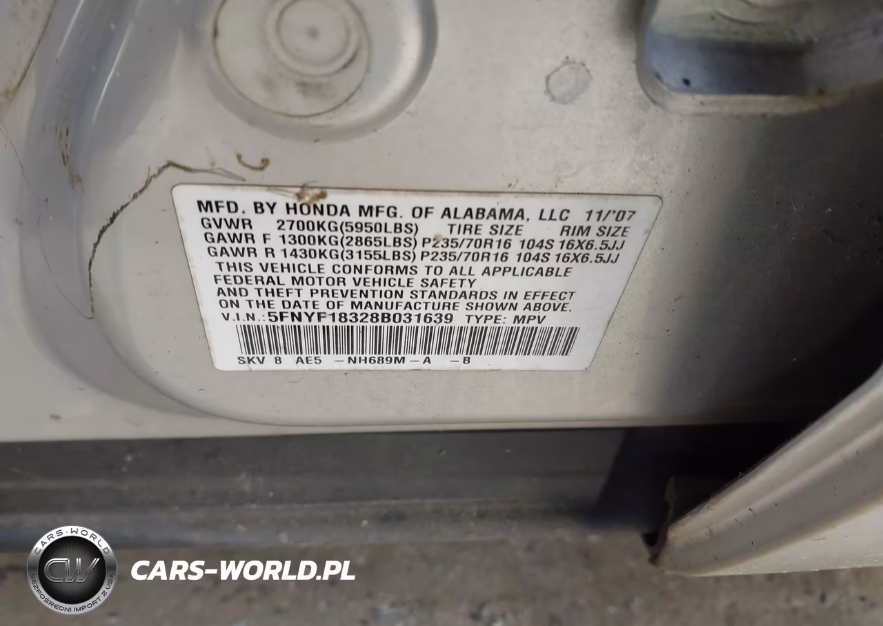 2008 Honda Pilot Se VIN:5FNYF18328B031639 - 9